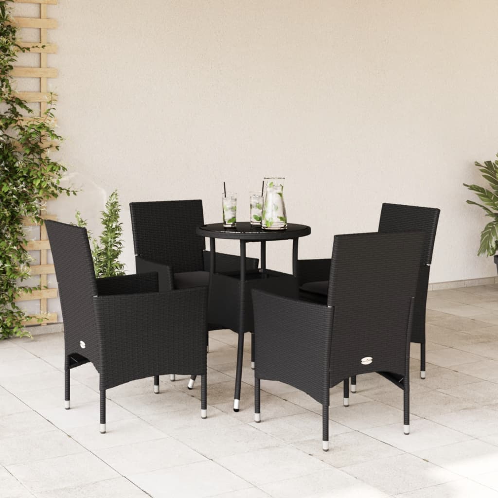 5-Delige Tuinset Met Kussens Poly Rattan En Glas