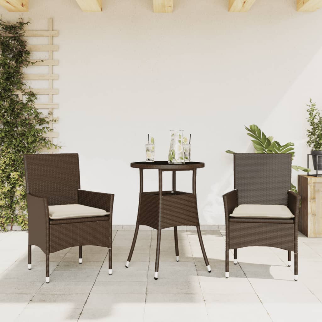 5-Delige Tuinset Met Kussens Poly Rattan En Glas