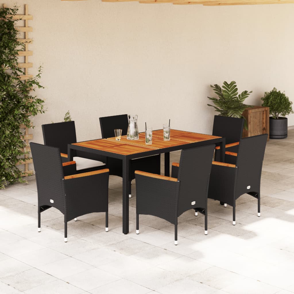 3-Delige Tuinset Met Kussens Poly Rattan En Acaciahout