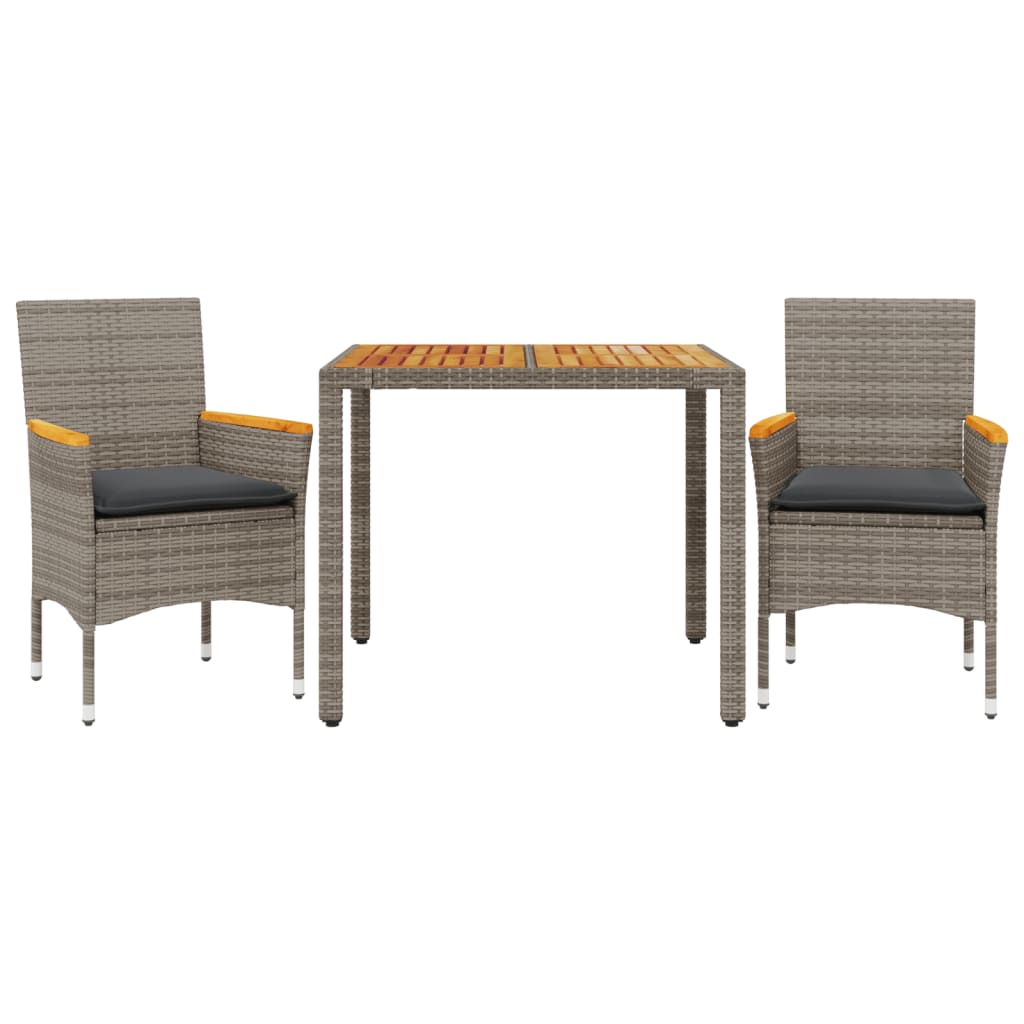 3-Delige Tuinset Met Kussens Poly Rattan En Acaciahout