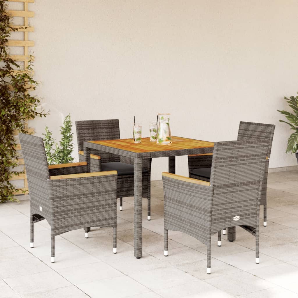 3-Delige Tuinset Met Kussens Poly Rattan En Acaciahout