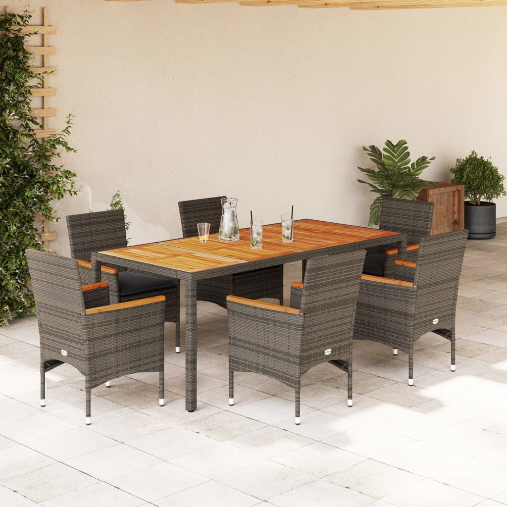 3-Delige Tuinset Met Kussens Poly Rattan En Acaciahout