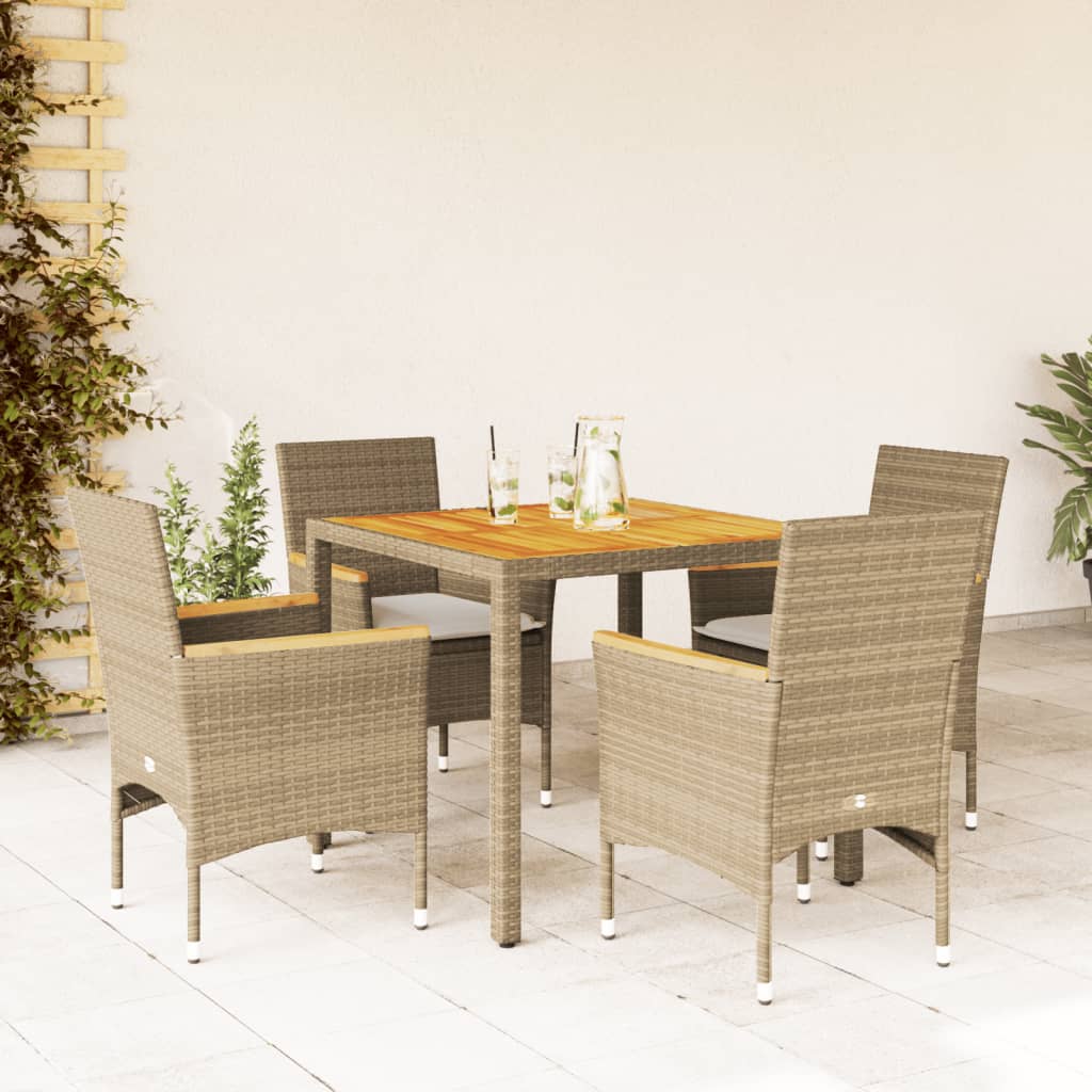 3-Delige Tuinset Met Kussens Poly Rattan En Acaciahout