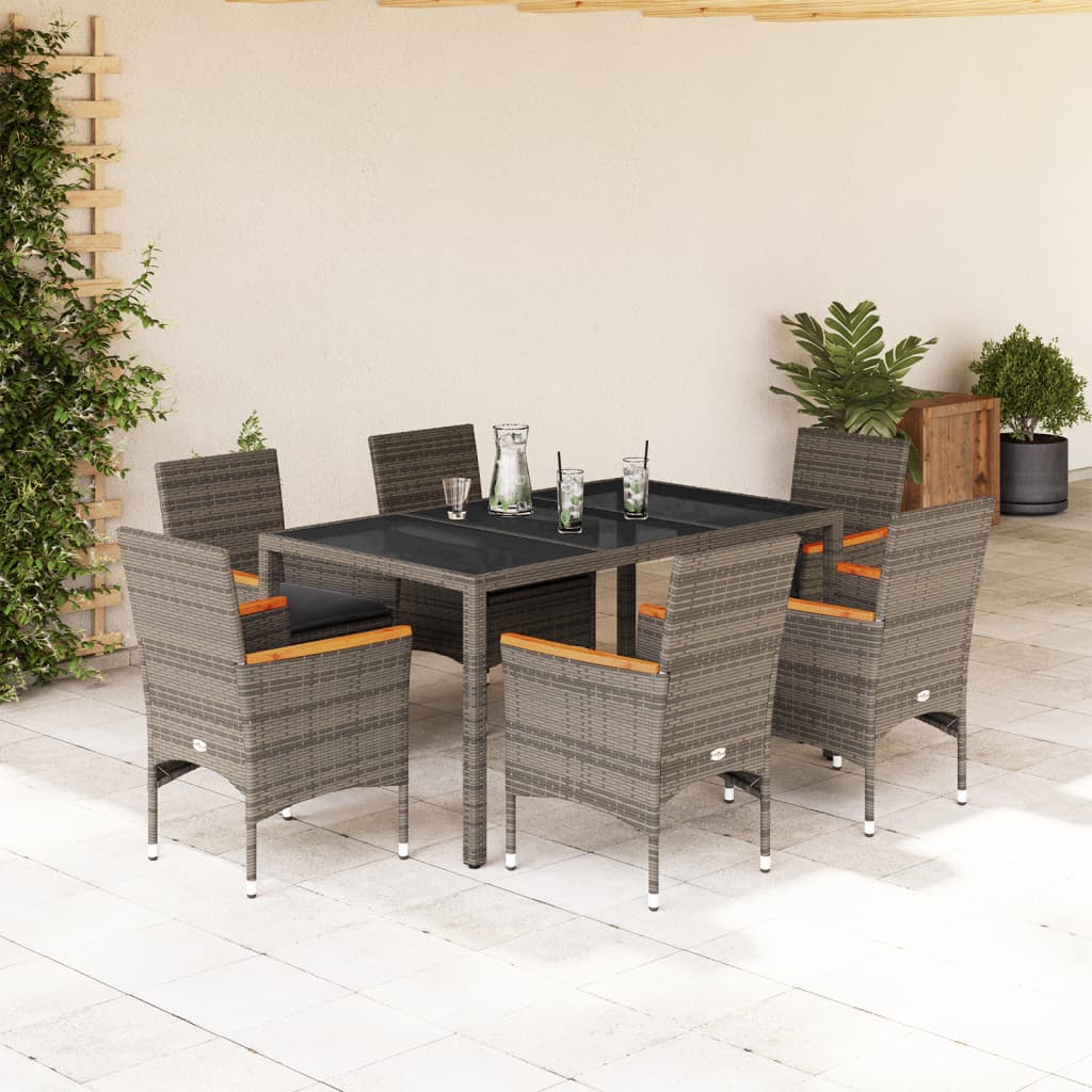3-Delige Tuinset Met Kussens Poly Rattan En Glas