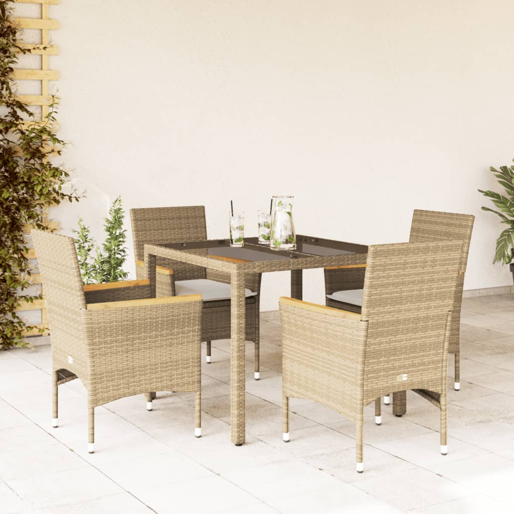 3-Delige Tuinset Met Kussens Poly Rattan En Glas