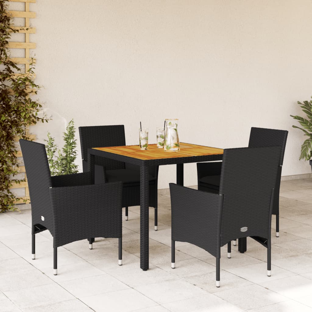 5-Delige Tuinset Met Kussens Poly Rattan En Acaciahout