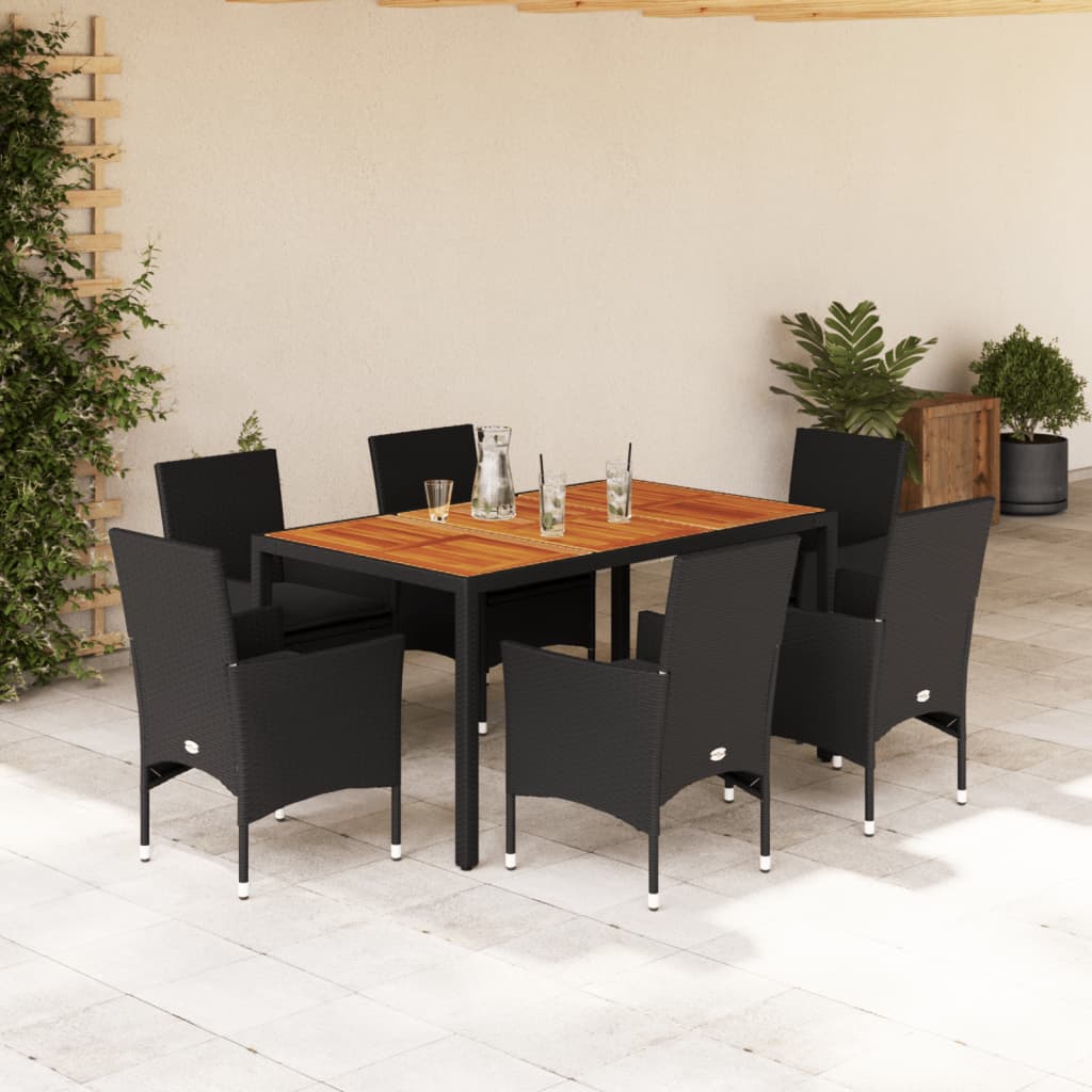5-Delige Tuinset Met Kussens Poly Rattan En Acaciahout