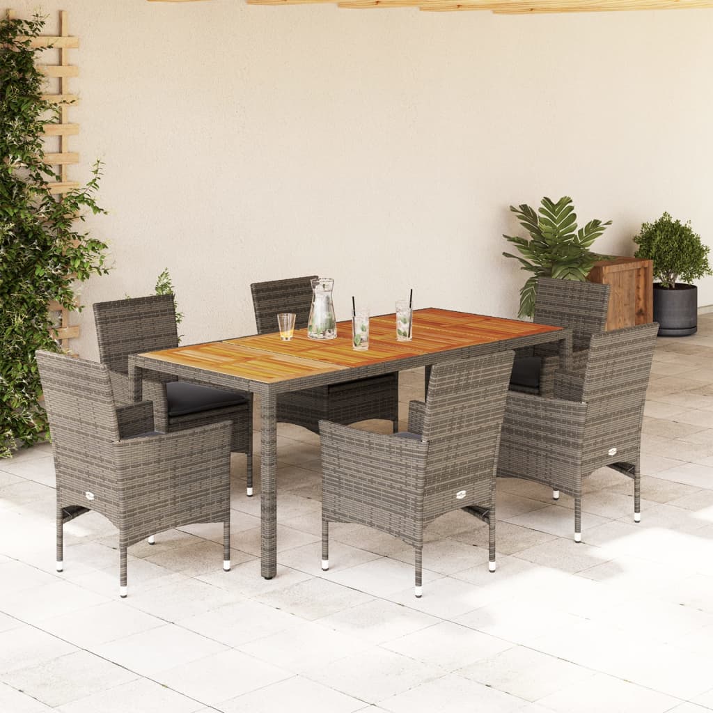 5-Delige Tuinset Met Kussens Poly Rattan En Acaciahout