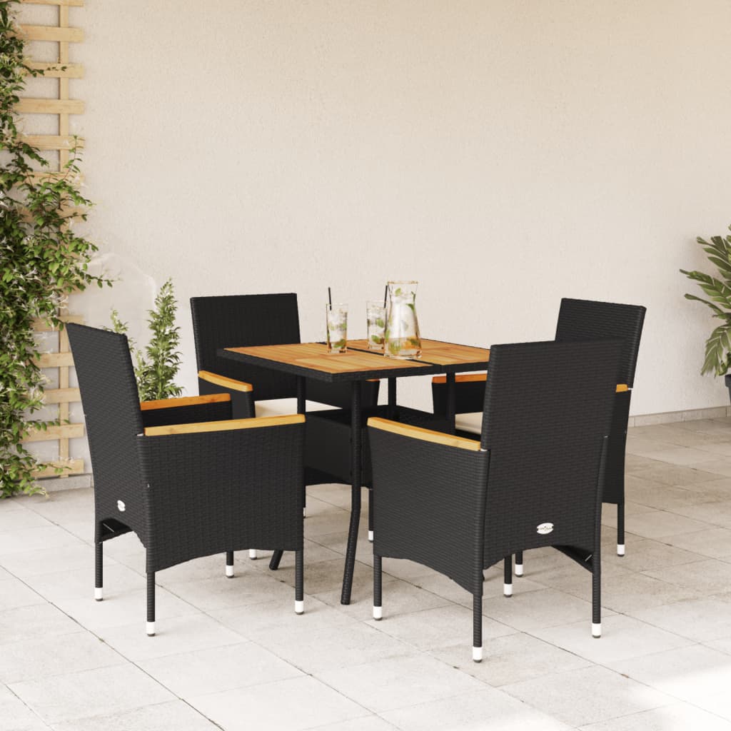 5-Delige Tuinset Met Kussens Poly Rattan En Acaciahout