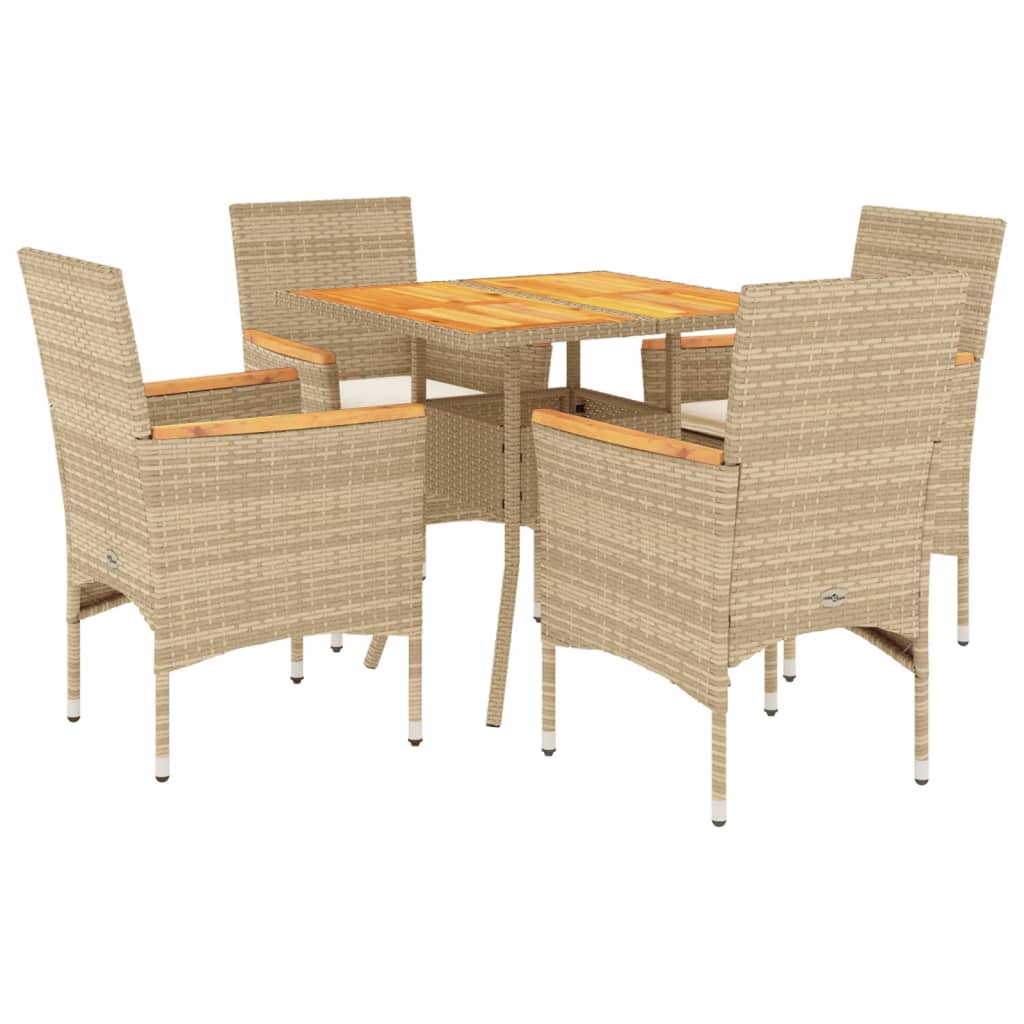 5-Delige Tuinset Met Kussens Poly Rattan En Acaciahout