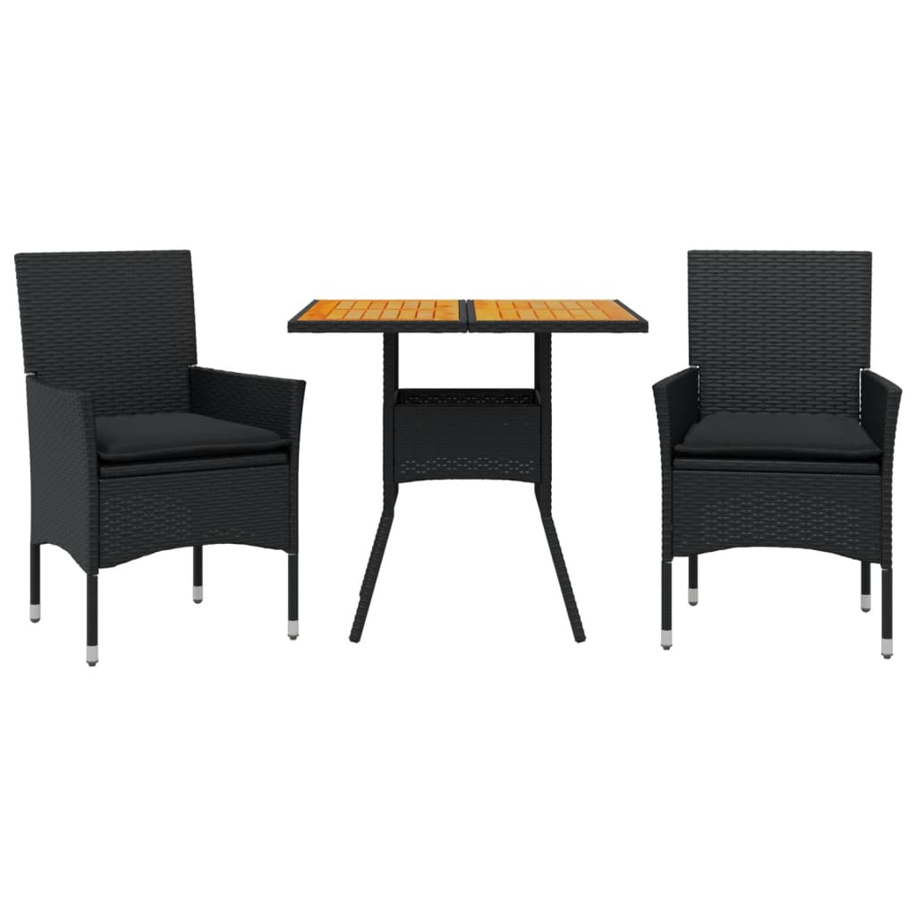 3-Delige Tuinset Met Kussens Poly Rattan En Acaciahout
