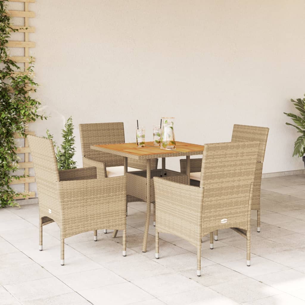 3-Delige Tuinset Met Kussens Poly Rattan En Acaciahout