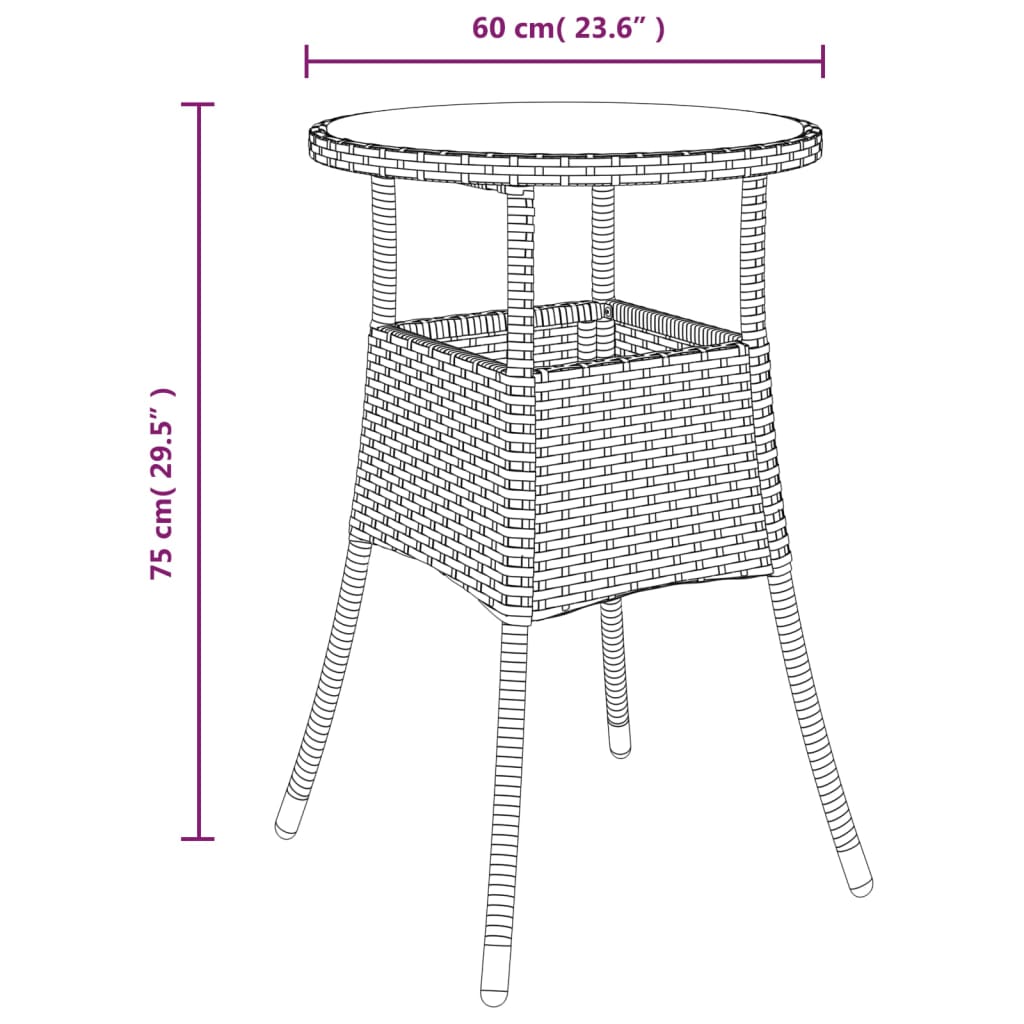 3-Delige Tuinset Met Kussens Poly Rattan En Acaciahout