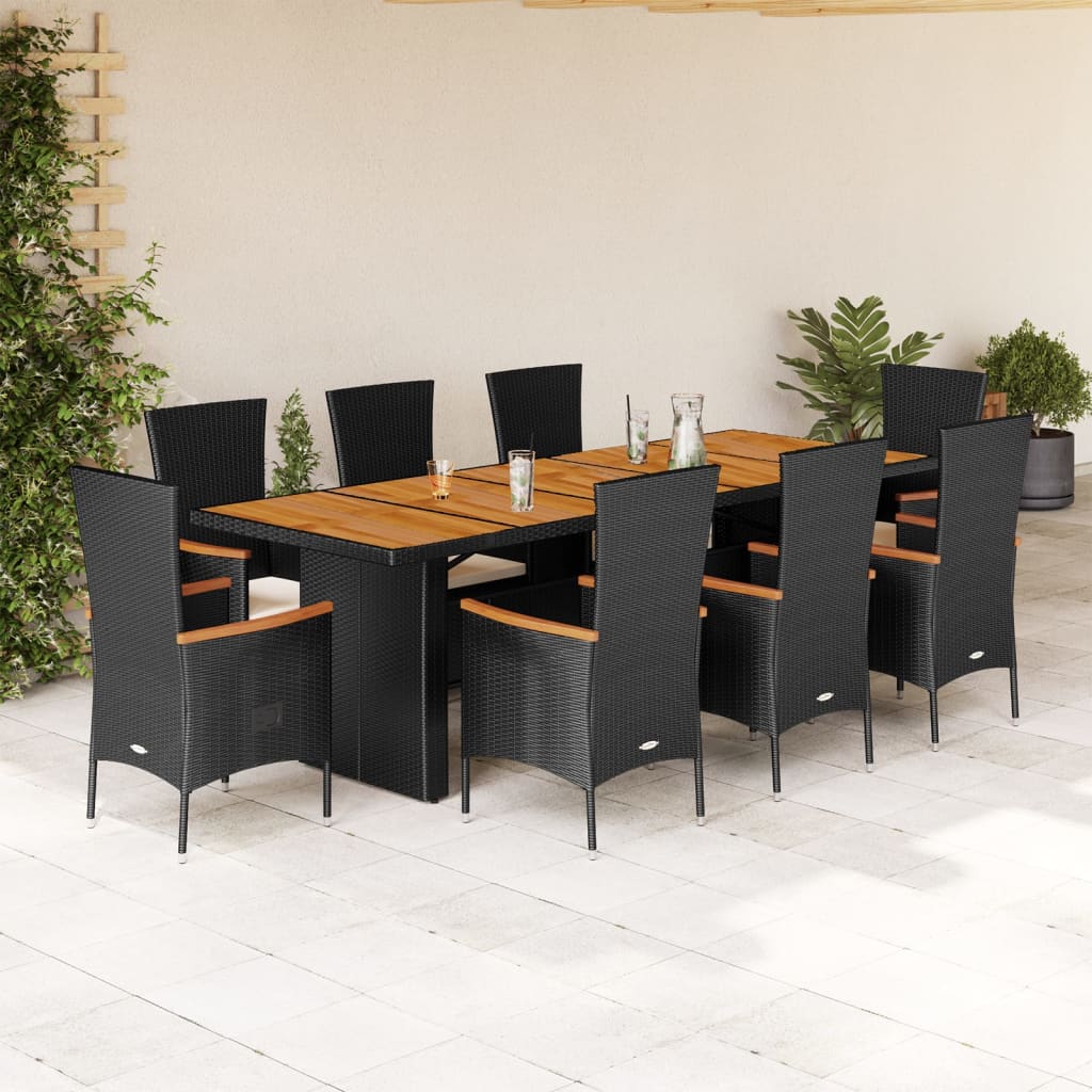11-Delige Tuinset Met Kussens Poly Rattan Zwart