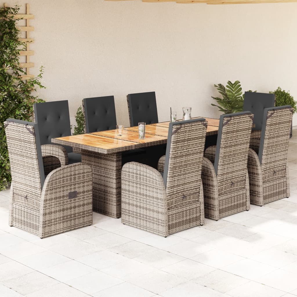 7-Delige Tuinset Met Kussens Poly Rattan Grijs