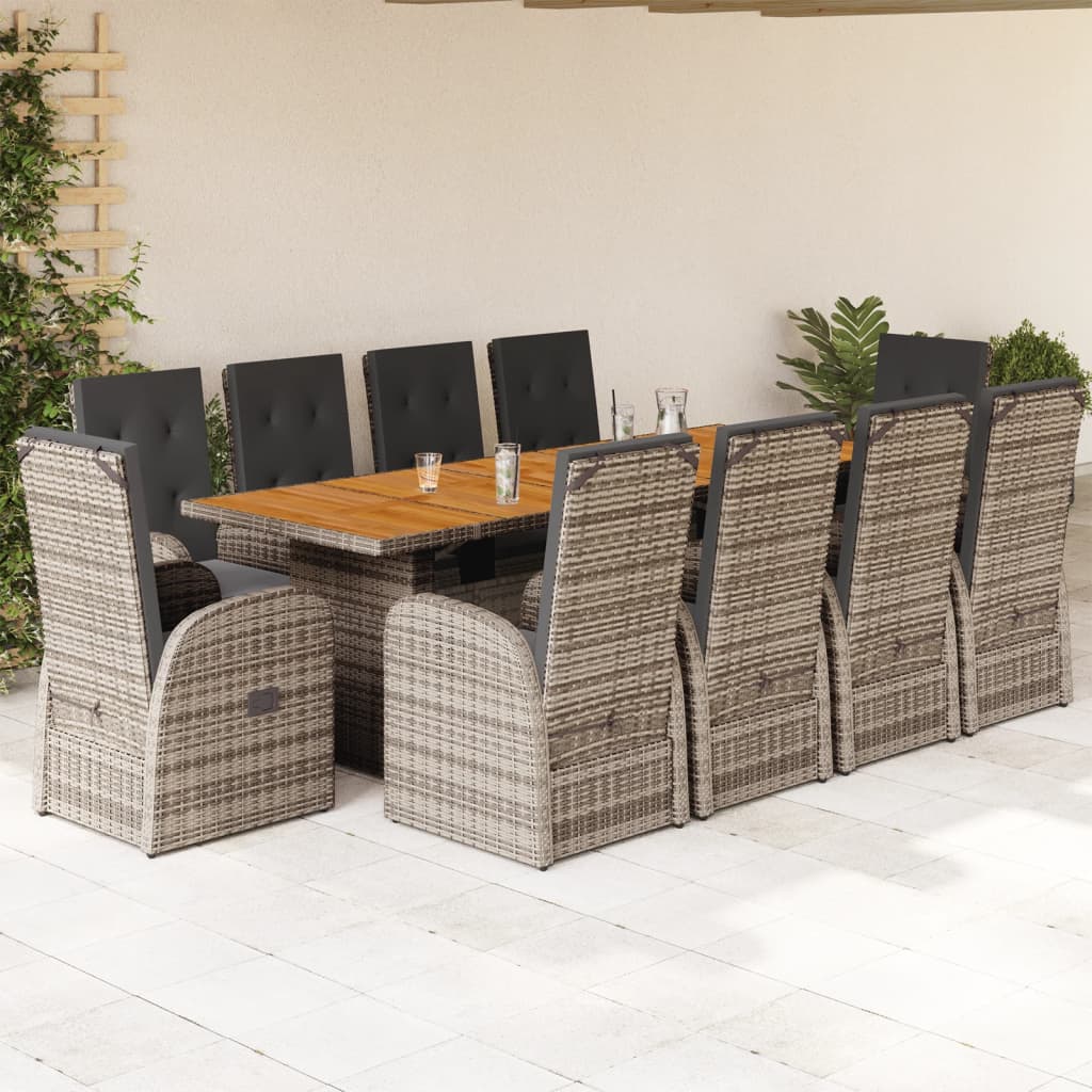 7-Delige Tuinset Met Kussens Poly Rattan Grijs