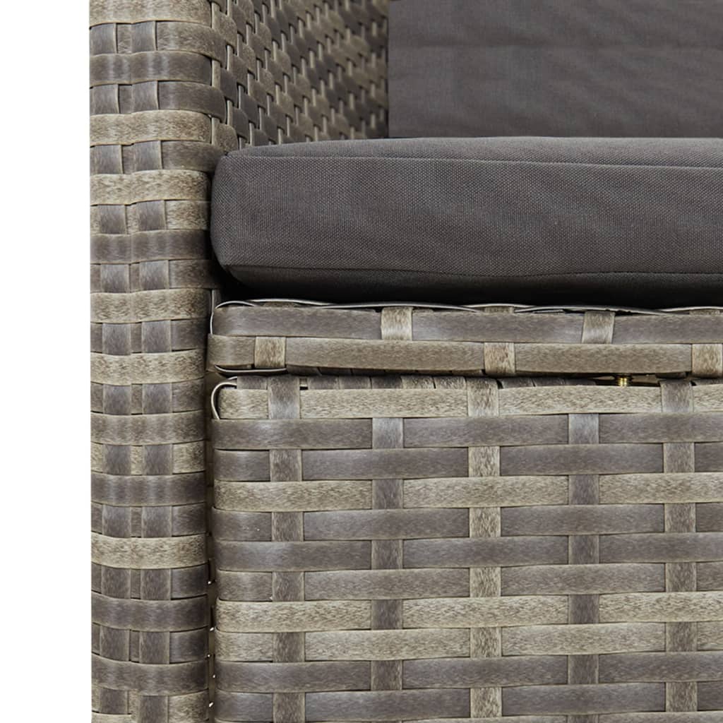 9-Delige Tuinset Met Kussens Poly Rattan Grijs