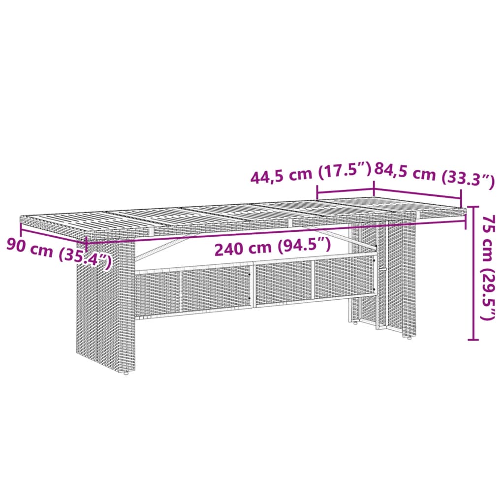 9-Delige Tuinset Poly Rattan Zwart