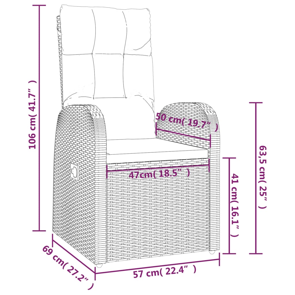 9-Delige Tuinset Poly Rattan Zwart