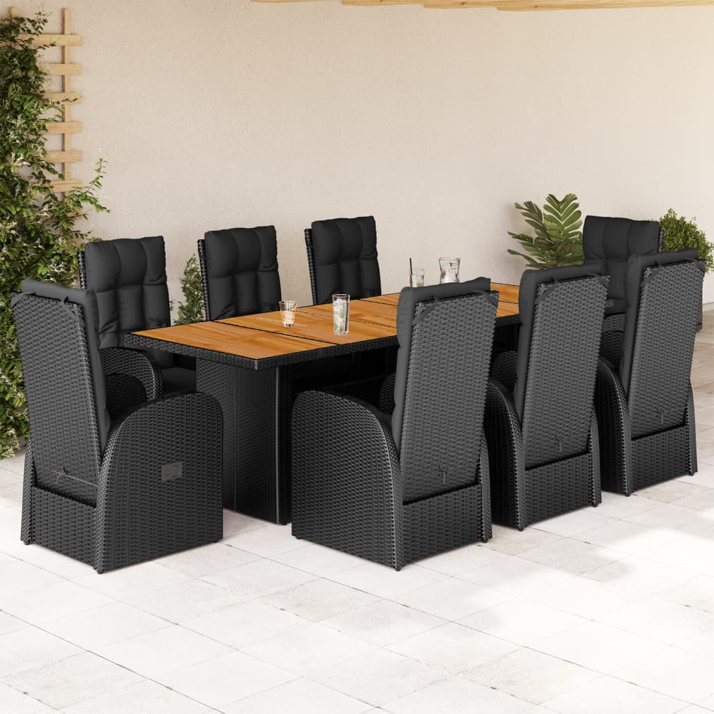 9-Delige Tuinset Poly Rattan Zwart