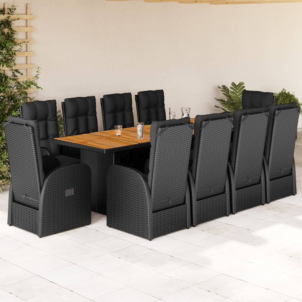 9-Delige Tuinset Poly Rattan Zwart