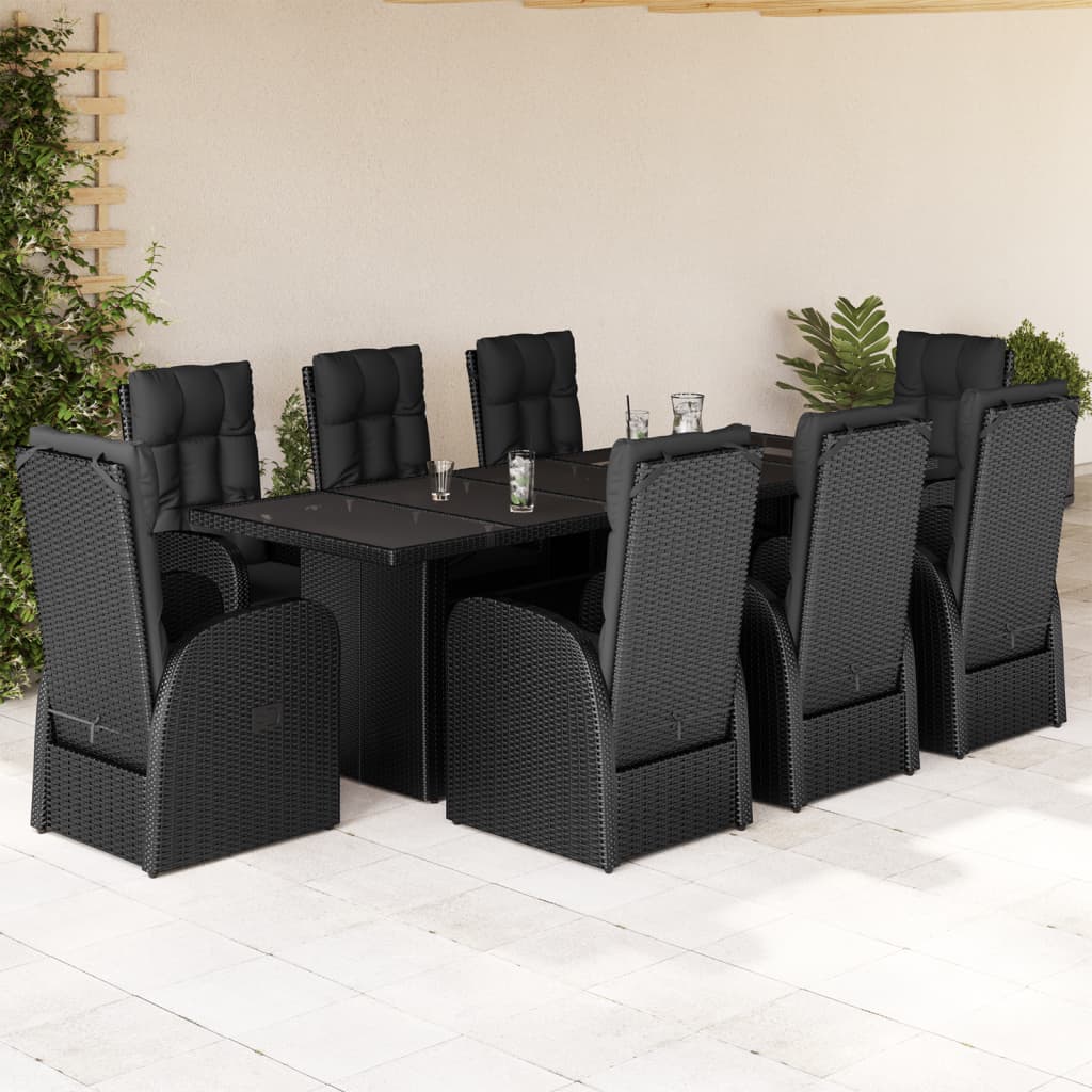 9-Delige Tuinset Poly Rattan Zwart
