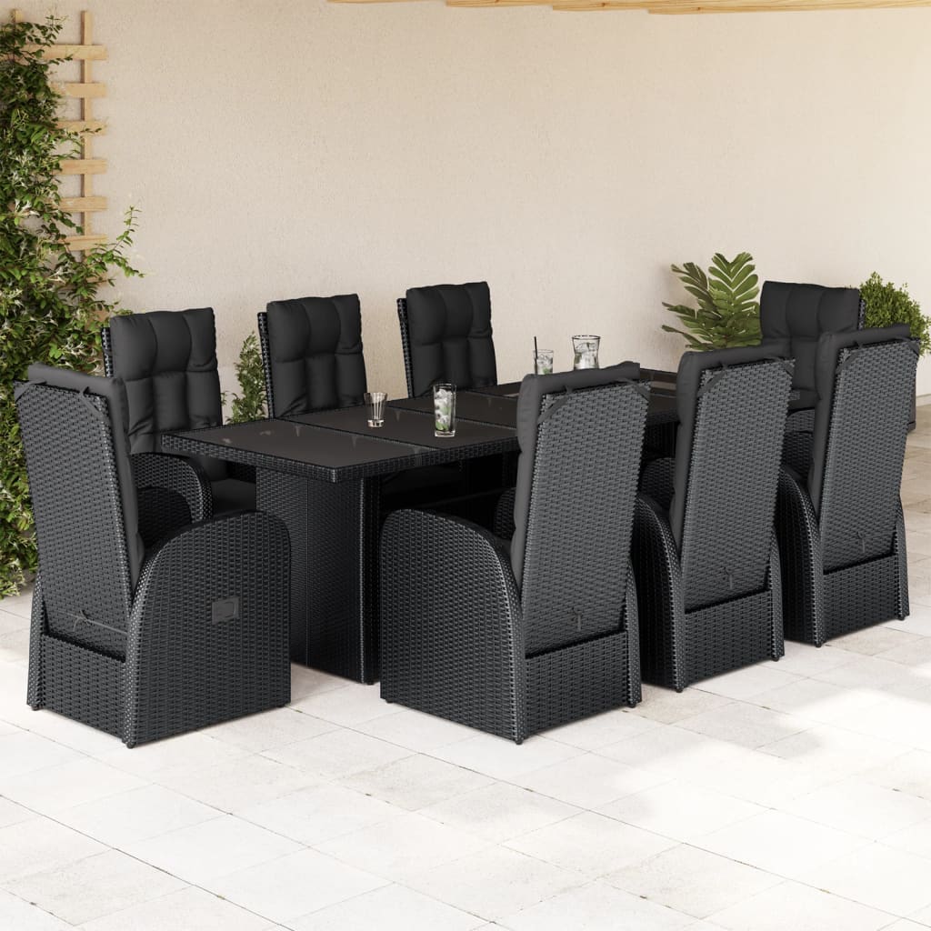 9-Delige Tuinset Poly Rattan Zwart