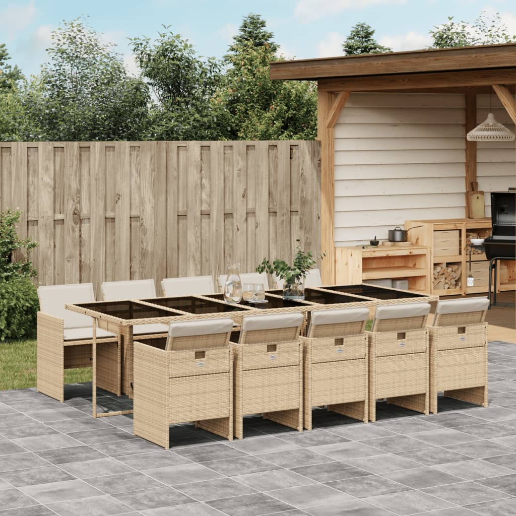 13-Delige Tuinset Met Kussens Poly Rattan