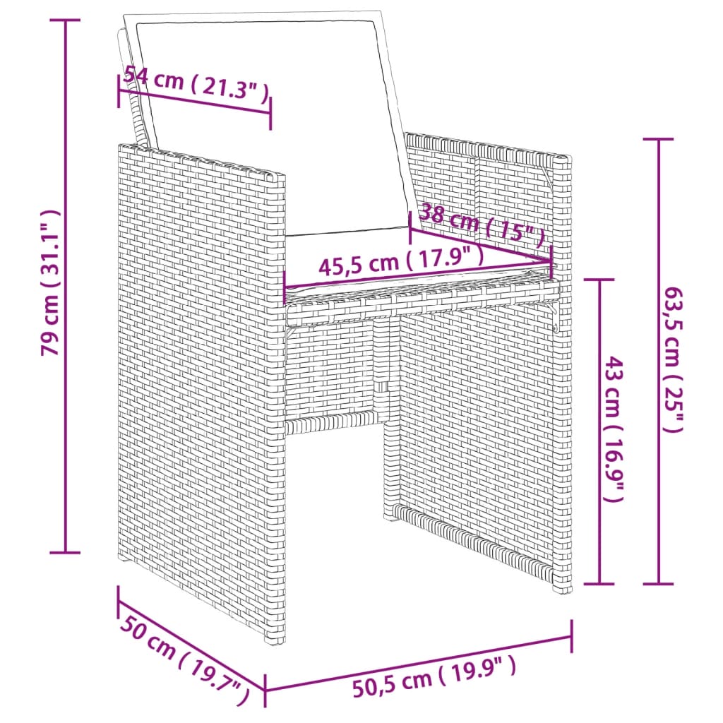 13-Delige Tuinset Met Kussens Poly Rattan