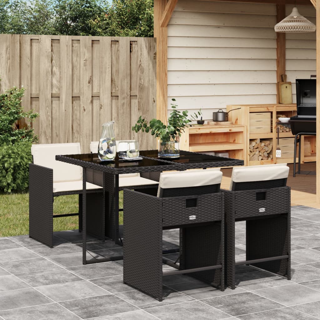 5-Delige Tuinset Met Kussens Poly Rattan