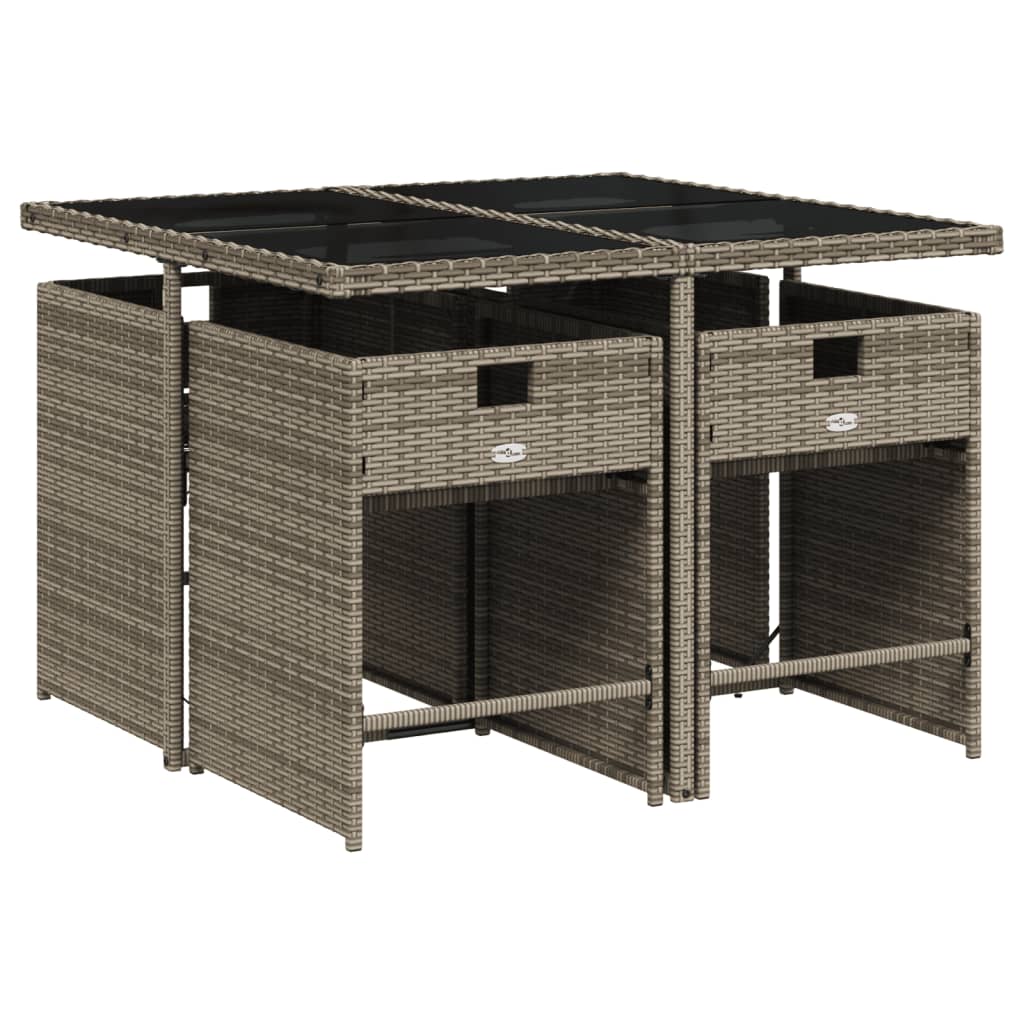 5-Delige Tuinset Met Kussens Poly Rattan