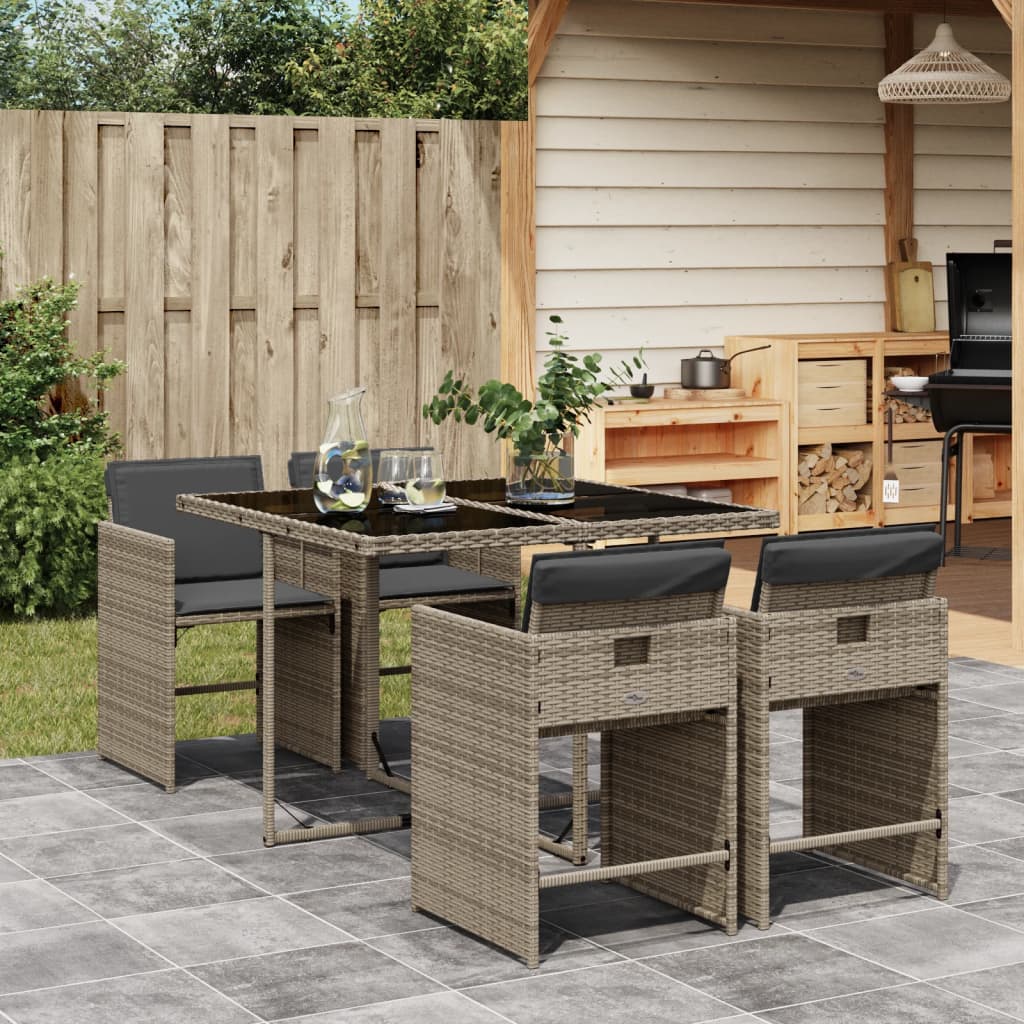 5-Delige Tuinset Met Kussens Poly Rattan