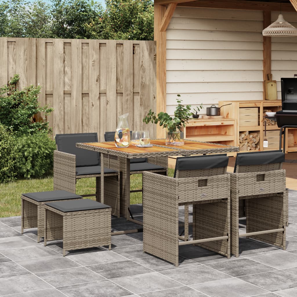 9-Delige Tuinset Met Kussens Poly Rattan