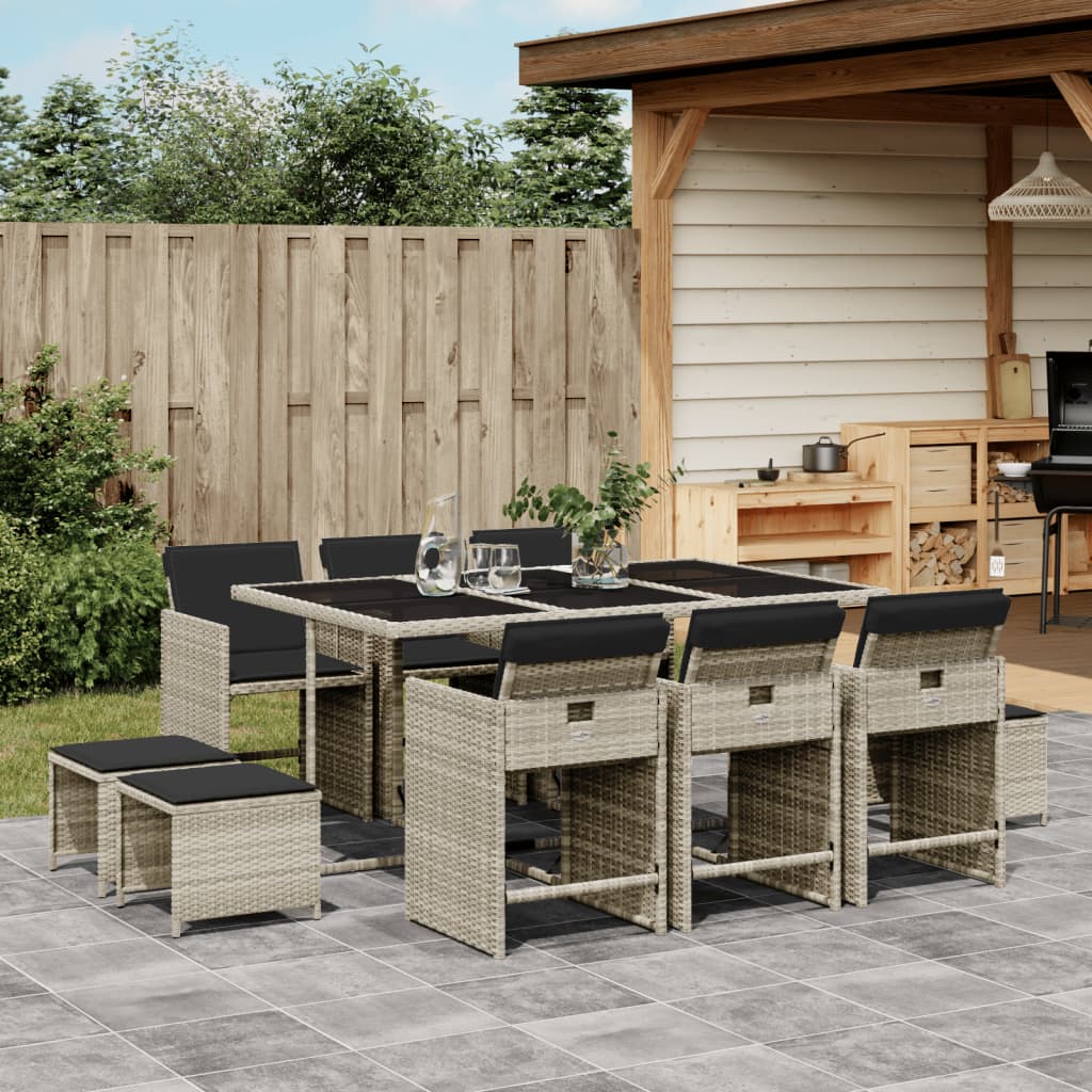 9-Delige Tuinset Met Kussens Poly Rattan