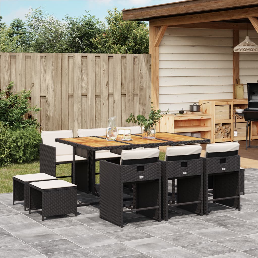 9-Delige Tuinset Met Kussens Poly Rattan