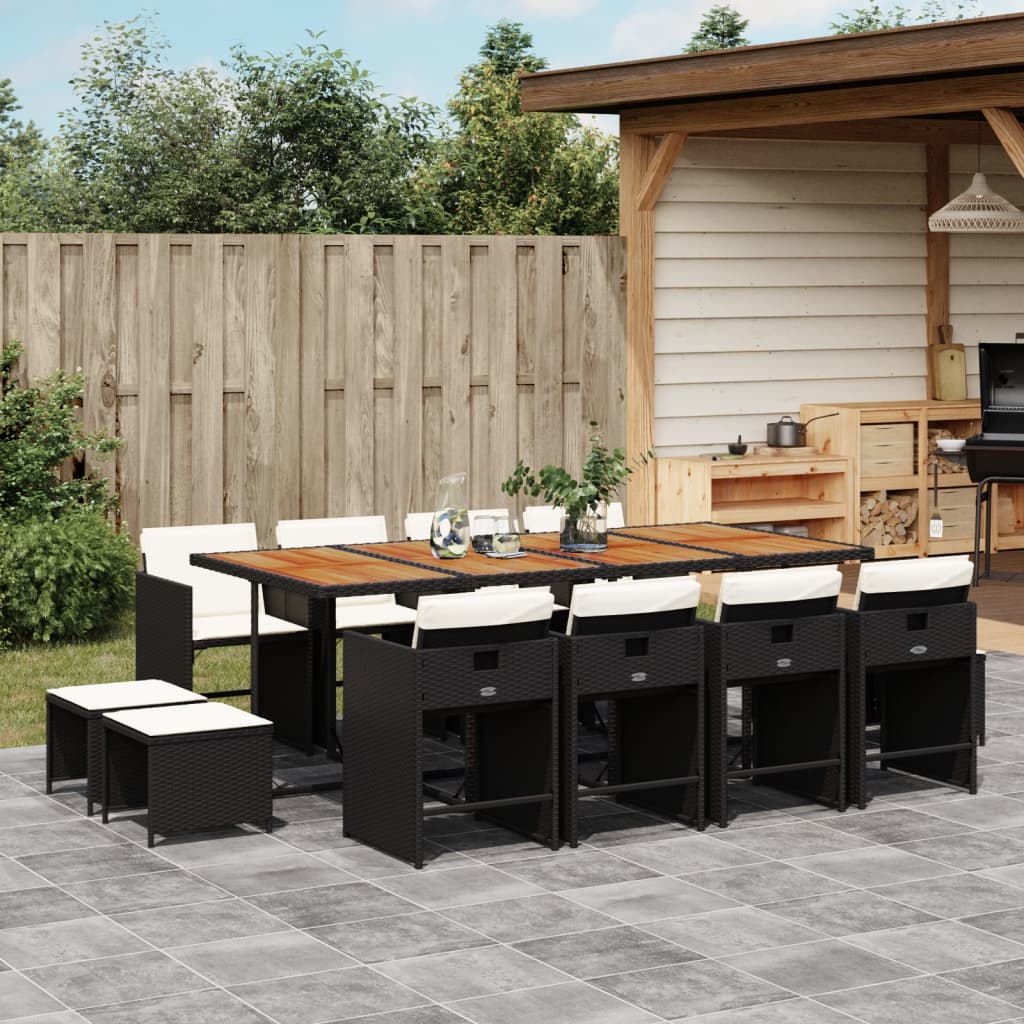 9-Delige Tuinset Met Kussens Poly Rattan