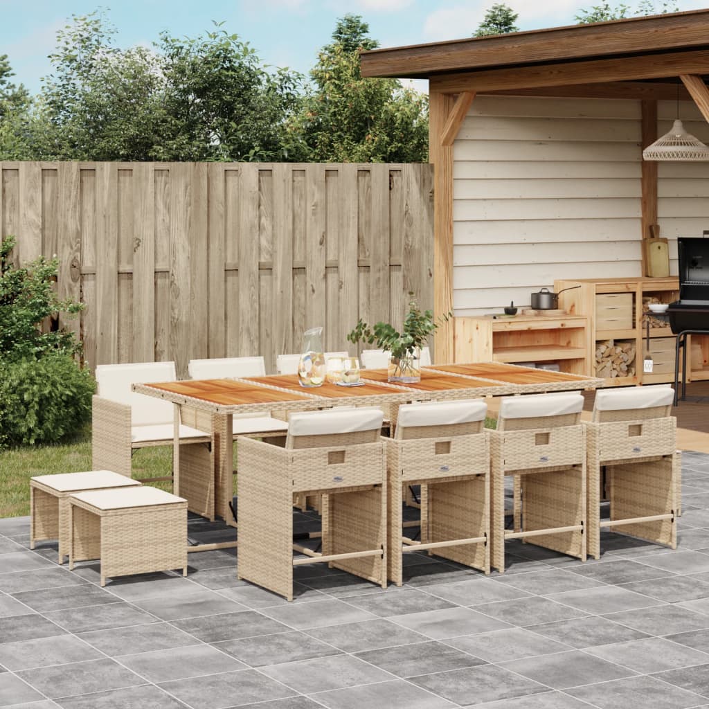 9-Delige Tuinset Met Kussens Poly Rattan