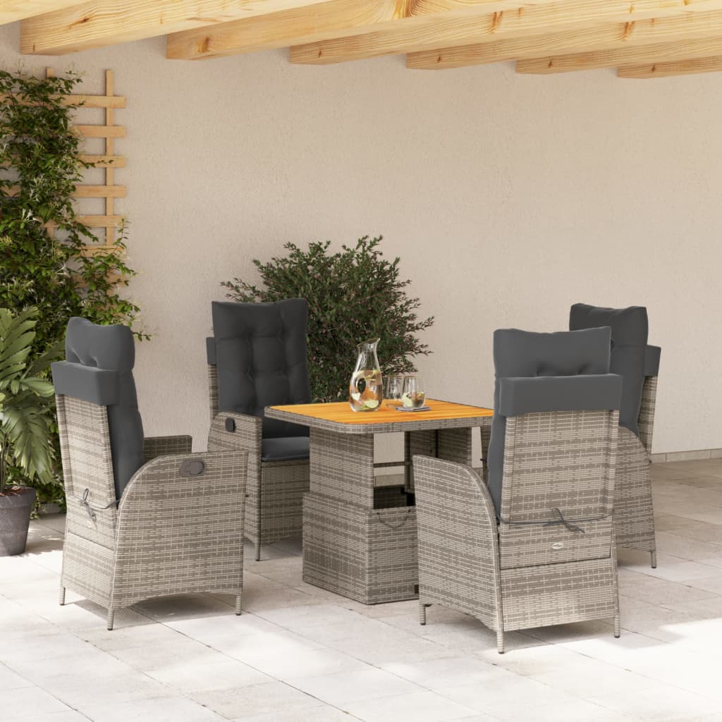Tuinset Met Kussens Poly Rattan Grijs