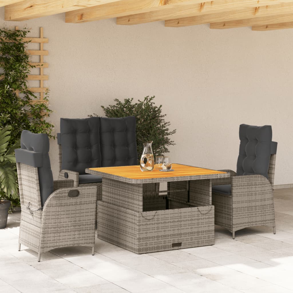 Tuinset Met Kussens Poly Rattan Grijs