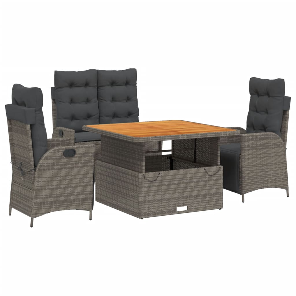 Tuinset Met Kussens Poly Rattan Grijs
