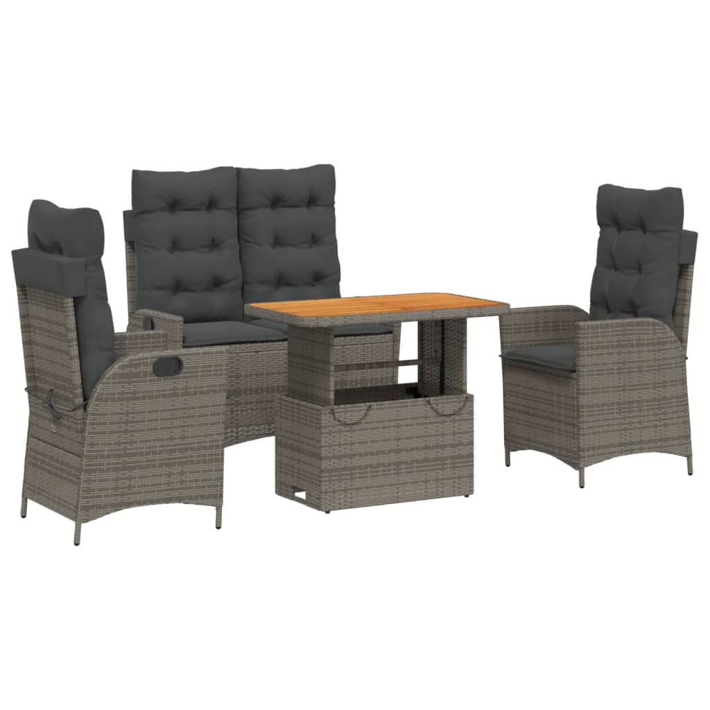 Tuinset Met Kussens Poly Rattan Grijs