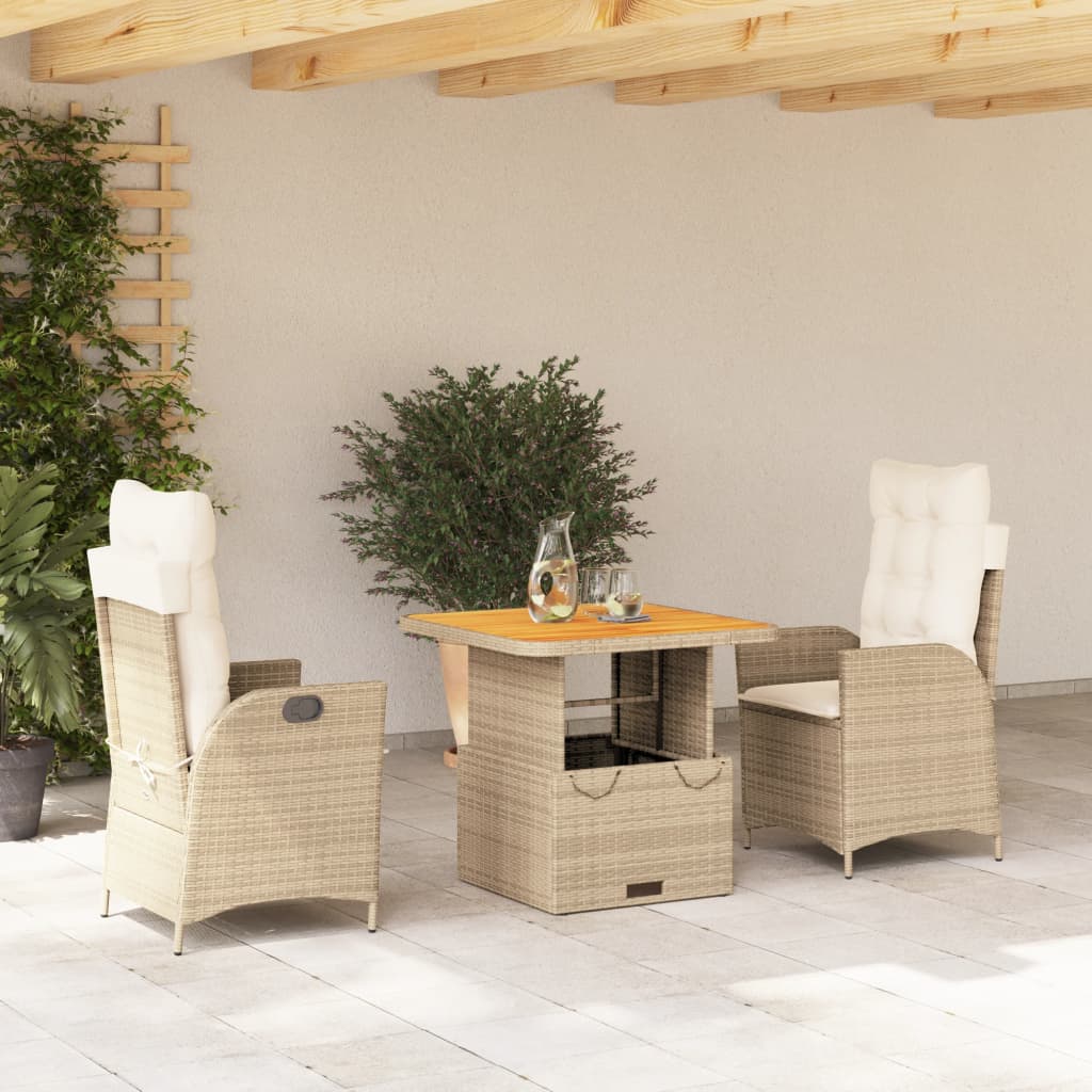 5-Delige Tuinset Met Kussens Poly Rattan Beige