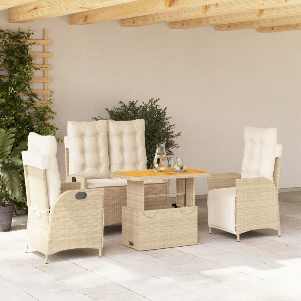 Tuinset Met Kussens Poly Rattan Beige