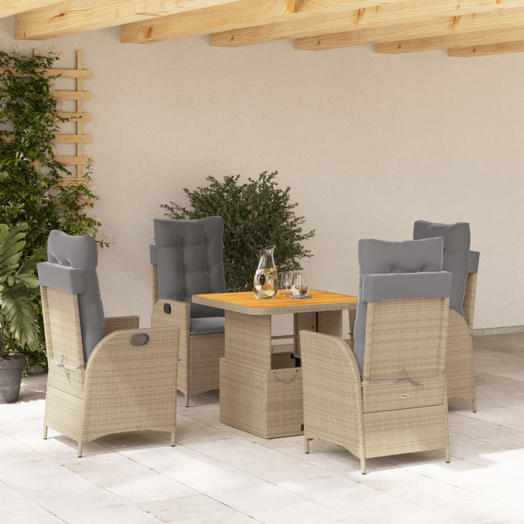 5-Delige Tuinset Met Kussens Poly Rattan Beige