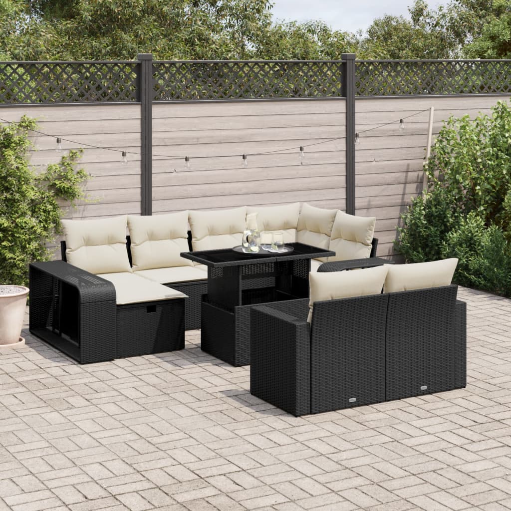 1 Tuinset Met Kussens Poly Rattan