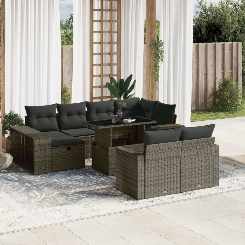 1 Tuinset Met Kussens Poly Rattan