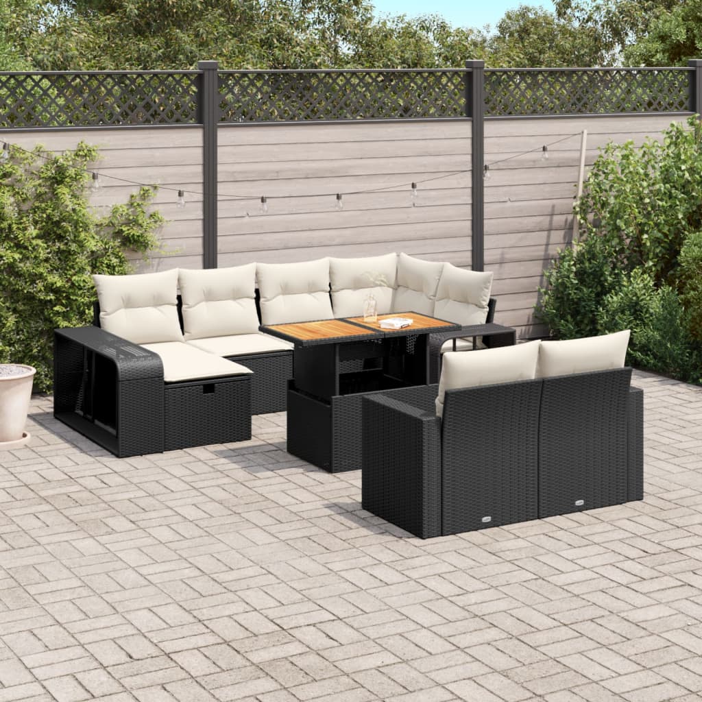 1 Tuinset Met Kussens Poly Rattan