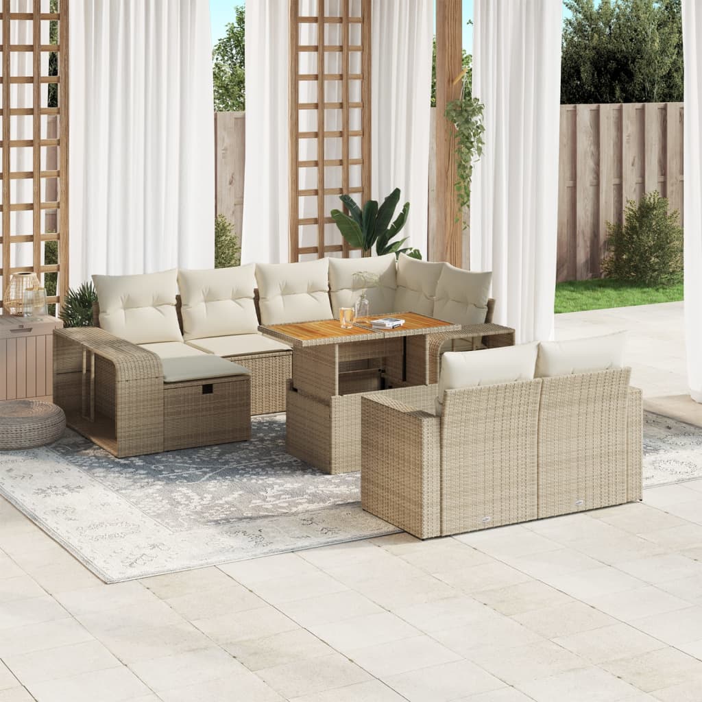 1 Tuinset Met Kussens Poly Rattan