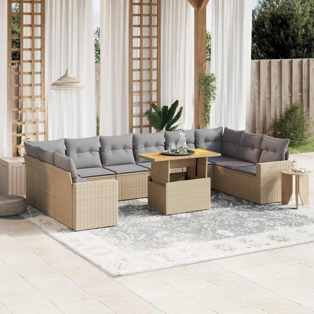 1 Tuinset Met Kussens Poly Rattan