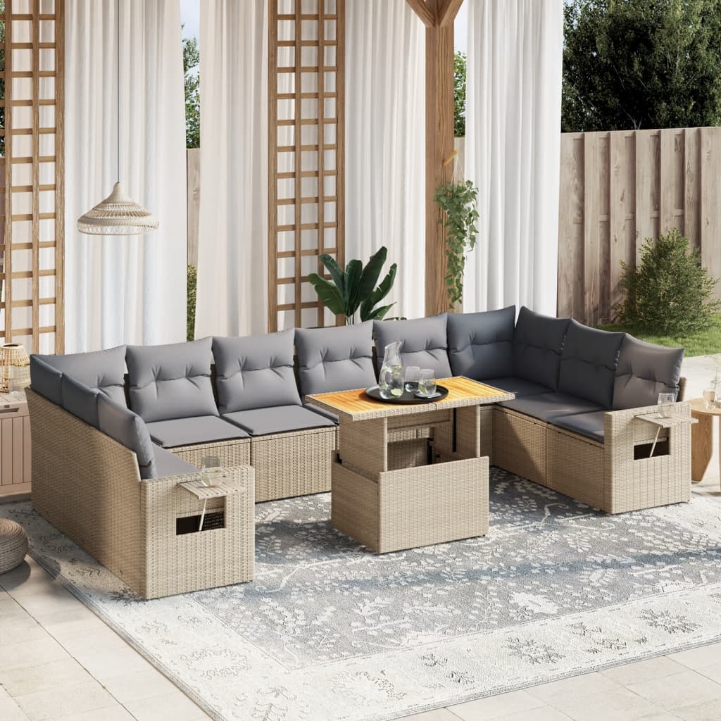 1 Tuinset Met Kussens Poly Rattan